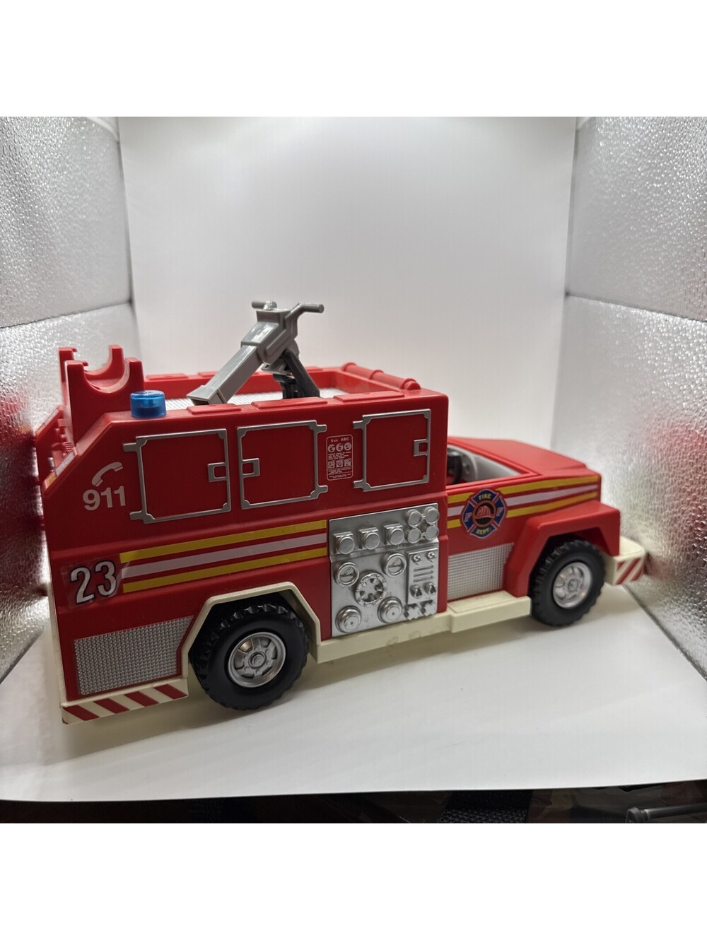 PLAYMOBIL Fire Truck Plastic Toy 11" Length - Wheels Work!